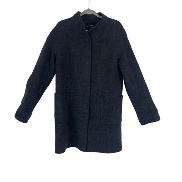 Eileen Fisher Wool Blend Snap Front Jacket Coat with Pocket Charcoal Gray Size S - Picture 1 of 11